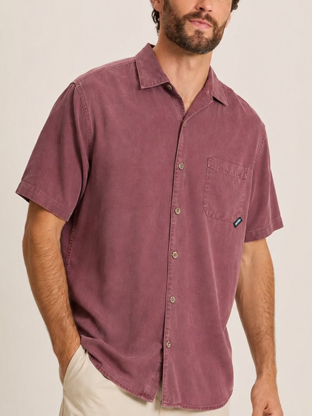 KAVU Men’s Large Made in USA 100% Tencel Soft Button Up Shirt Burgundy